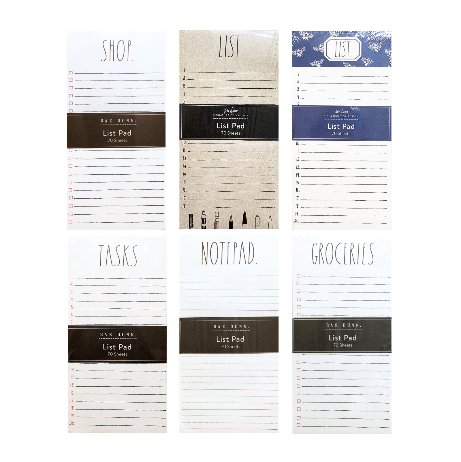 Rae Dunn List Note Pad 4x8 Memo To Do Designer