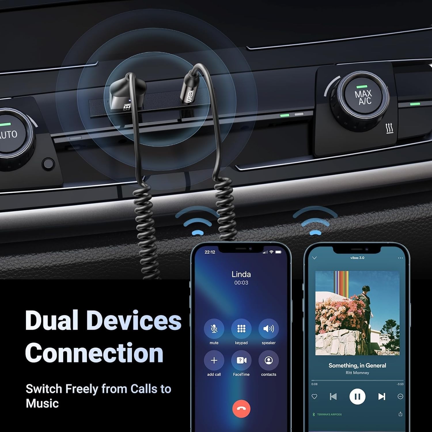 Durable Bluetooth 6.0 Car Adapter - Effortless Plug and Play with Stereo Sound