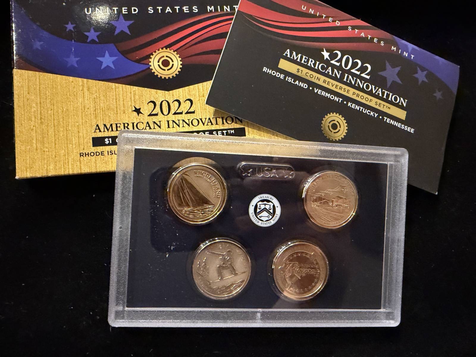 2022-S U.S. Reverse Proof Innovation Dollars: Complete 4-Coin Set, OGP