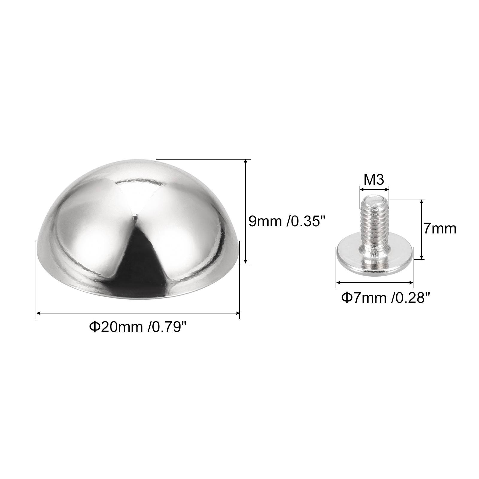 10 Set 20x9mm Screw Back Rivets Hollow Round Head Leather Studs Silver