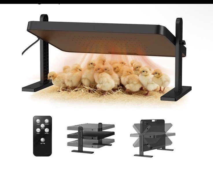 Chick Brooder Heater with Adjustable Temp (86~194℉) & 12H Timer & Height & Angle