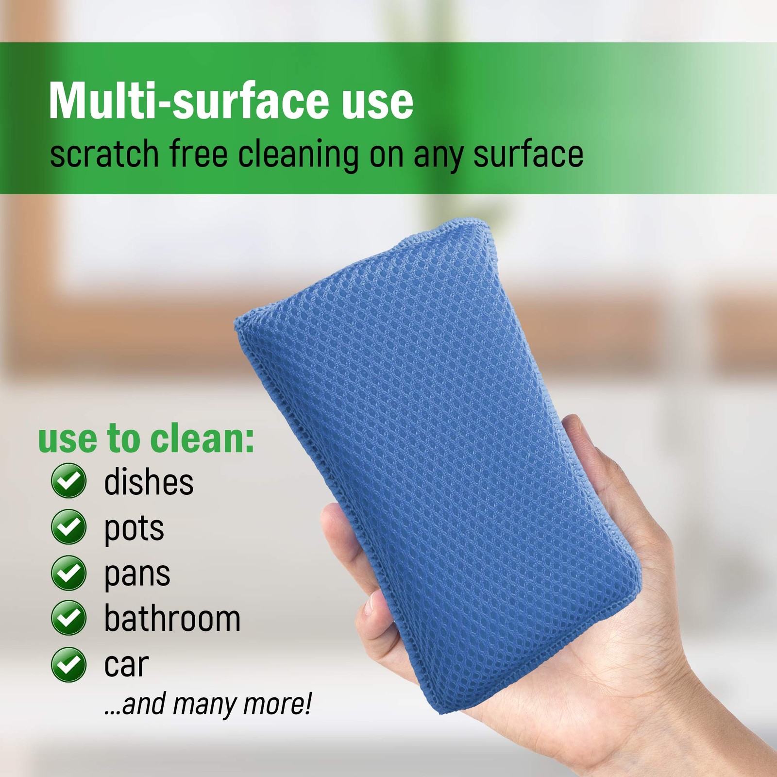 Miracle Microfiber Kitchen Sponge by Scrub-It (6 Pack) - Non-Scratch Heavy Du...