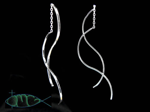"Double-Dangle" Curves Ear Threads in SOLID 925 Sterling Silver - New!