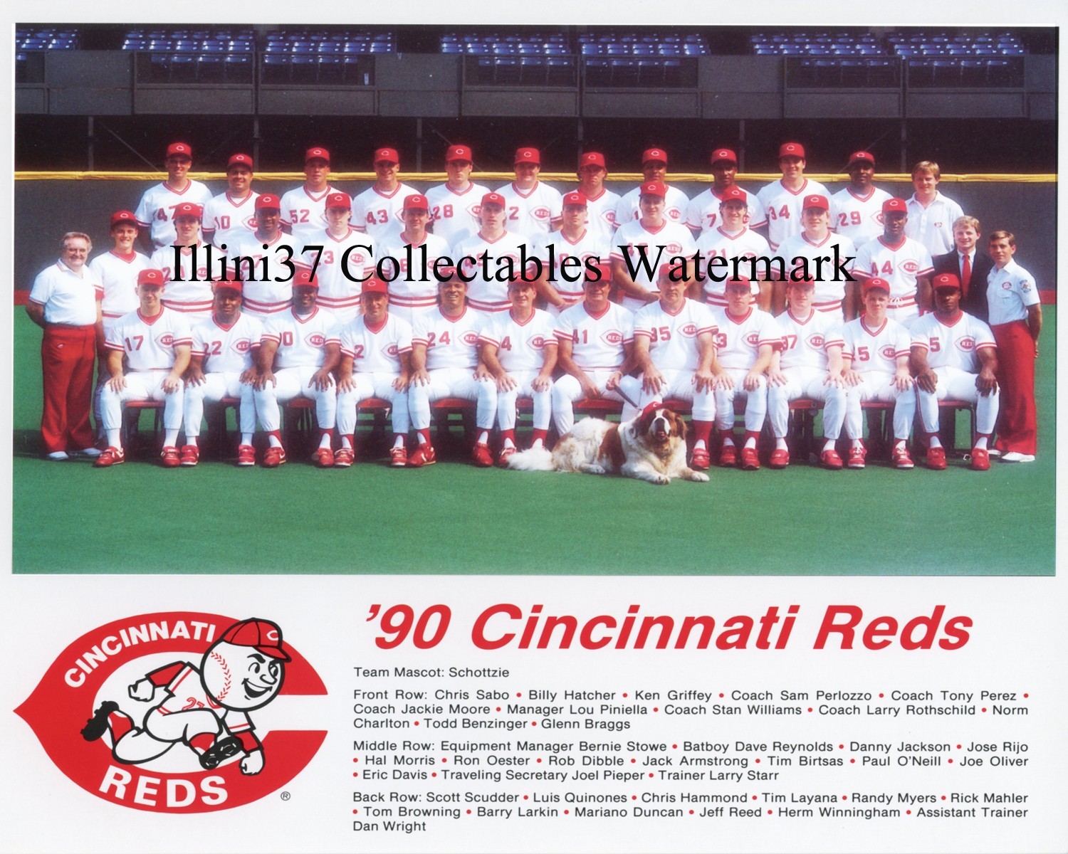 1990 CINCINNATI REDS WORLD SERIES CHAMPIONS 8X10 TEAM PHOTO