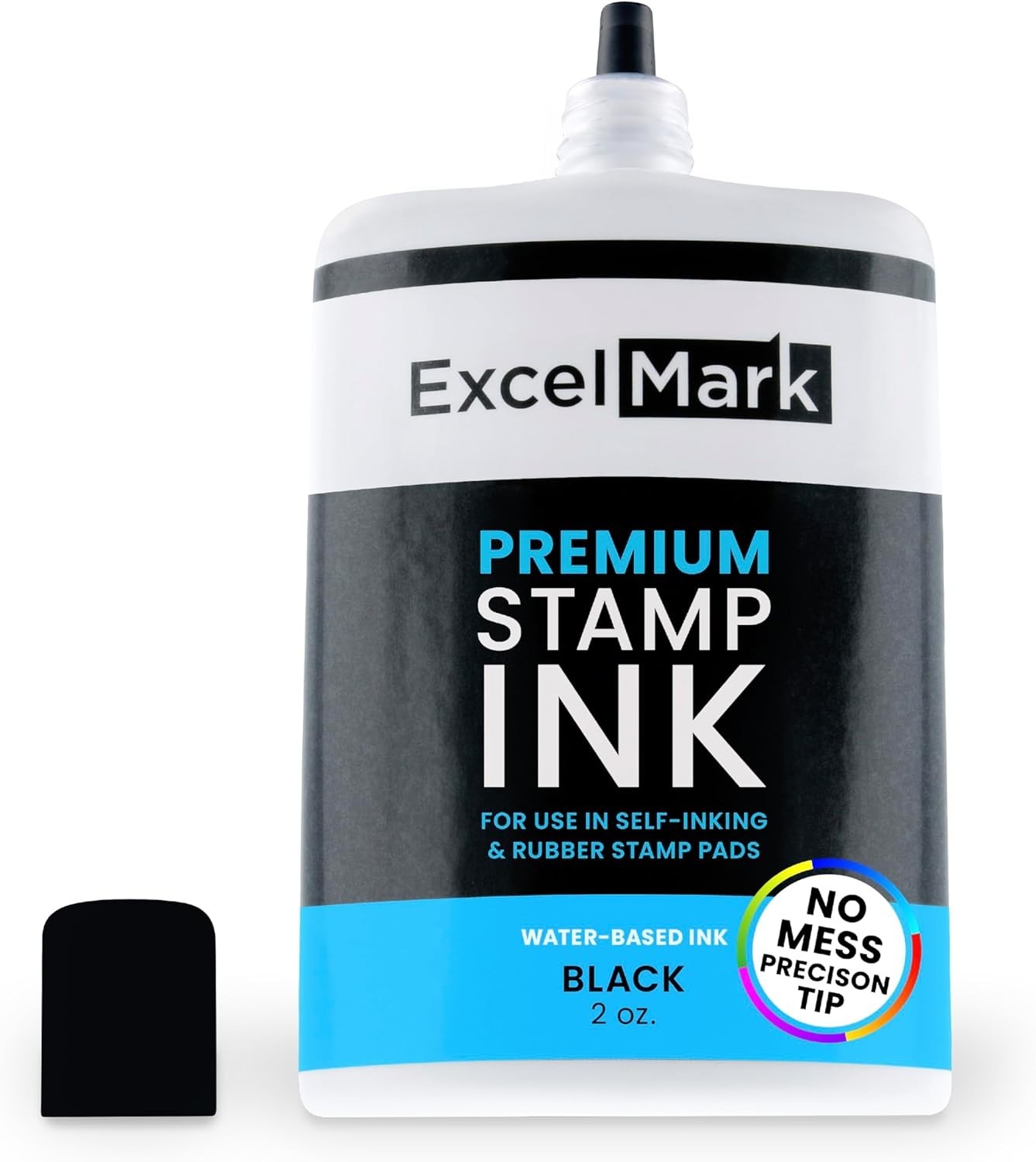 ExcelMark Self Inking Stamp Refill Ink - 2 oz. - Black Ink