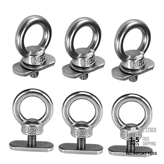 6 Packs Stainless Steel Kayak Track Mount Tie Down Eyelet Rail for Kayak Canoe