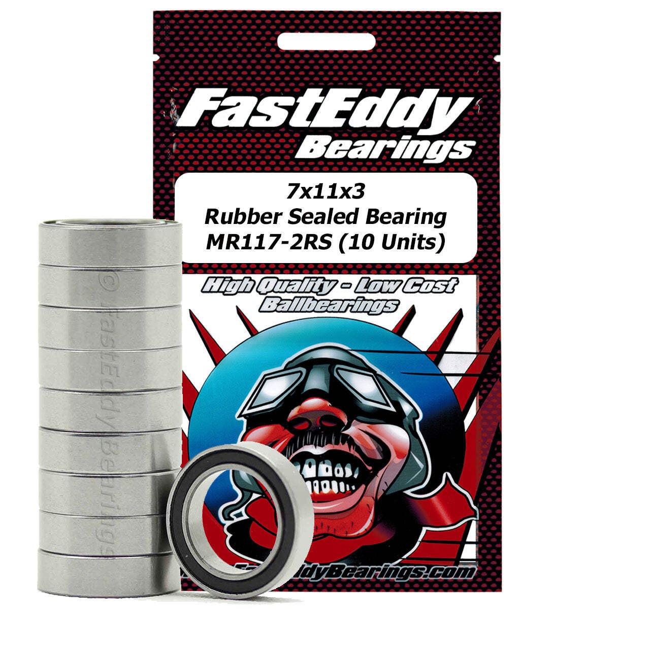 7x11x3 Rubber Sealed Bearing MR117-2RS 10 Units