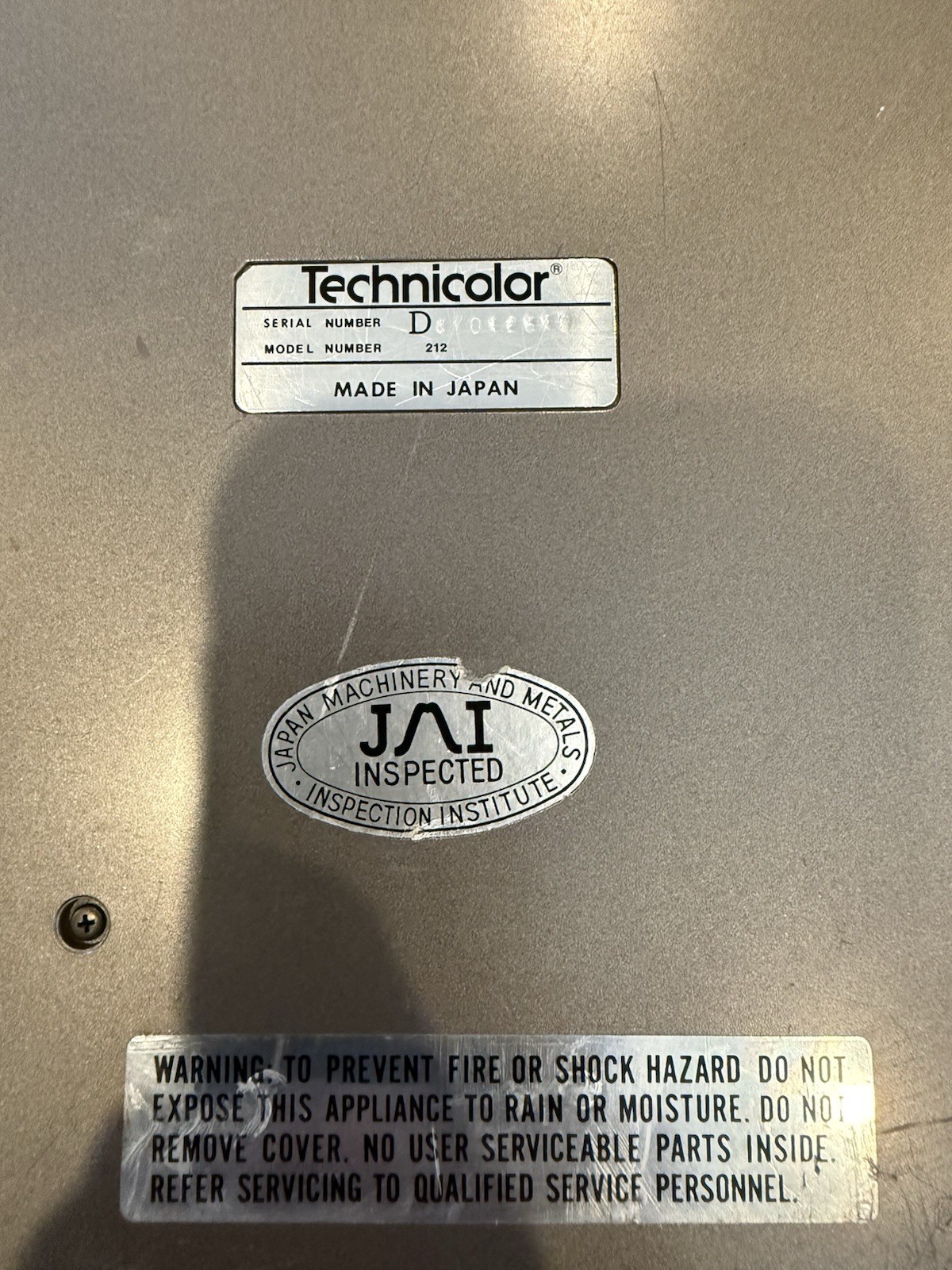 Technicolor 212 Video Recorder Untested for Parts - A0069