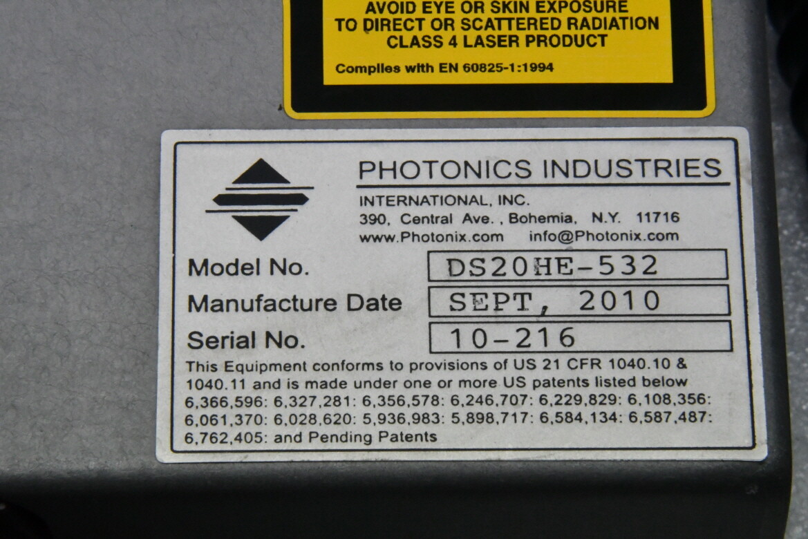 PHOTONICS INDUSTRIES DS20HE-532 Laser + DS20HE-532D/R Controller