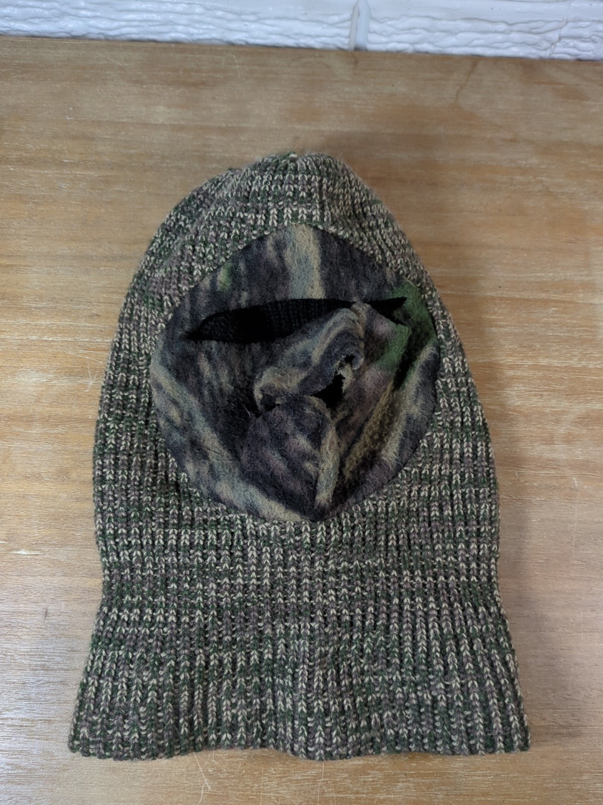 Vintage Balaclava Fall Autumn Woodland Tree Bark Camo Knit Hunting Ski Mask USA