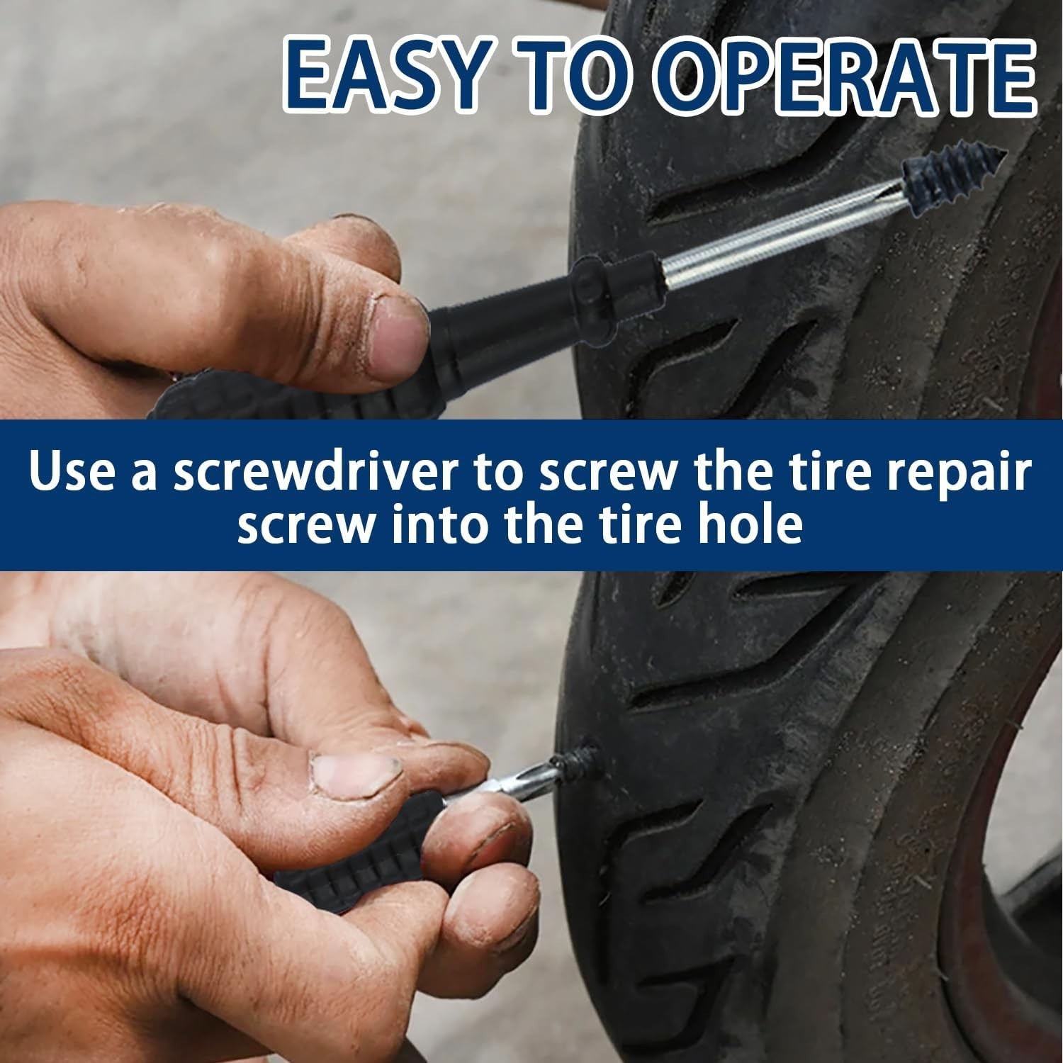 70Pcs Tire Repair Rubber Nails Tyre Puncture Repair Screws Kit w/ Screwdriver