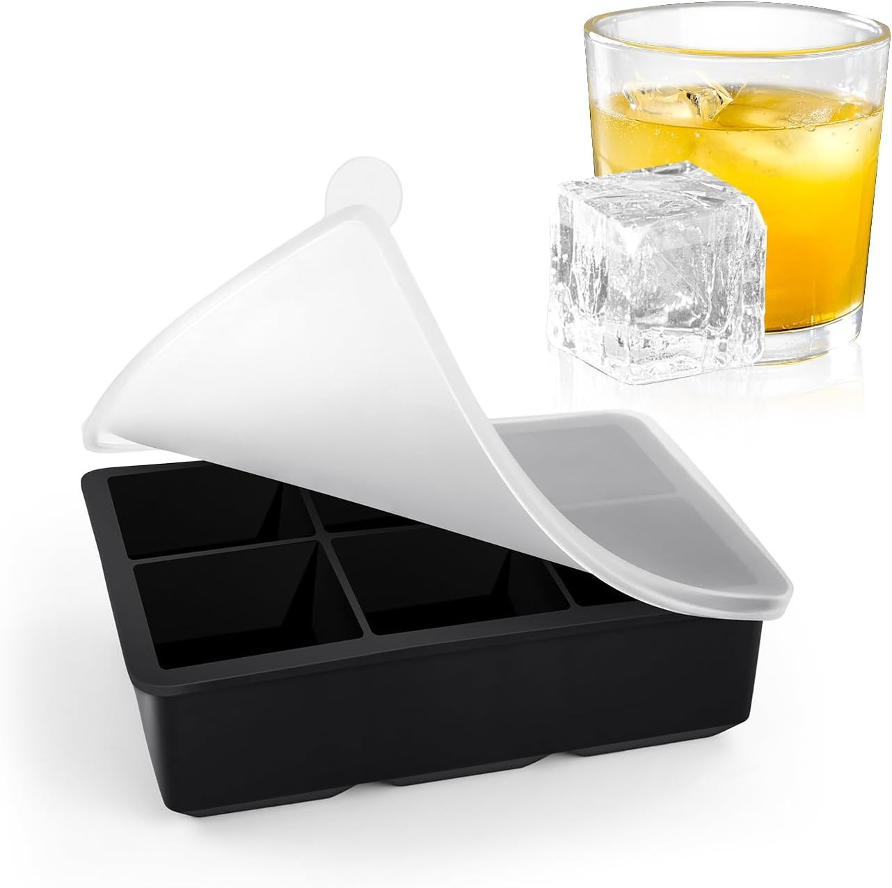 Large Ice Cube Tray with Lids  Big Square Silicone Freezer Mold  2inch Huge Cube
