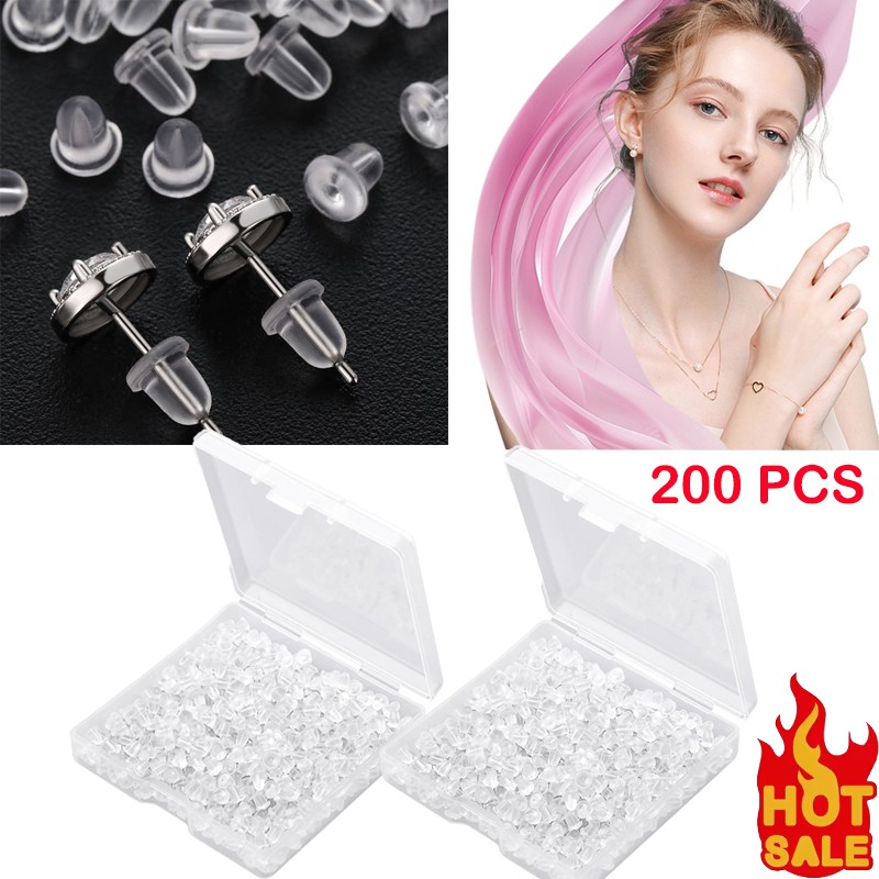200PCS Soft Silicone Earring Backs - Lightweight Secure Fit, Ear Protection