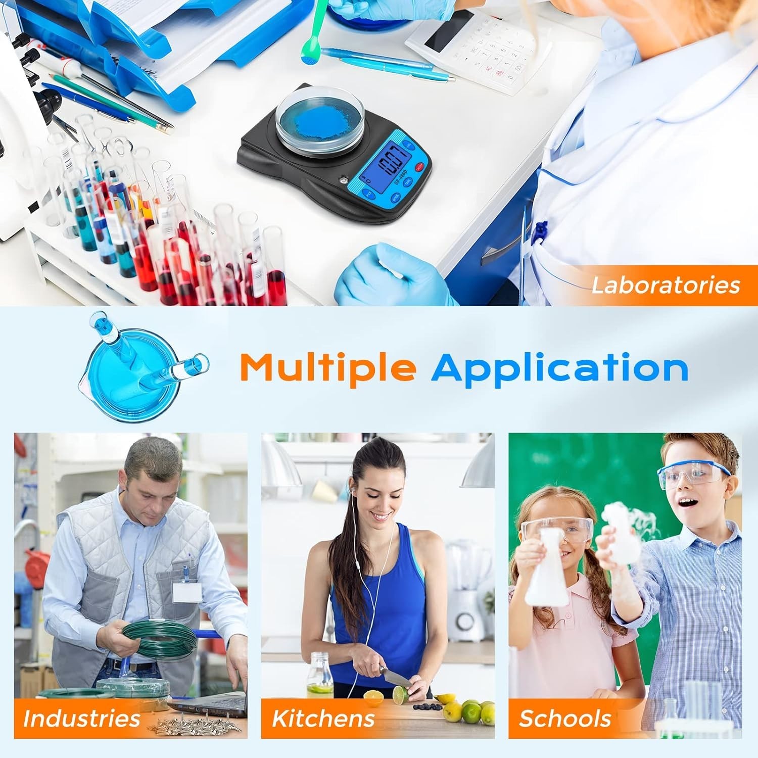 LCD Display Lab Scale with Tare Weighing Function and Multiple Measurement Units