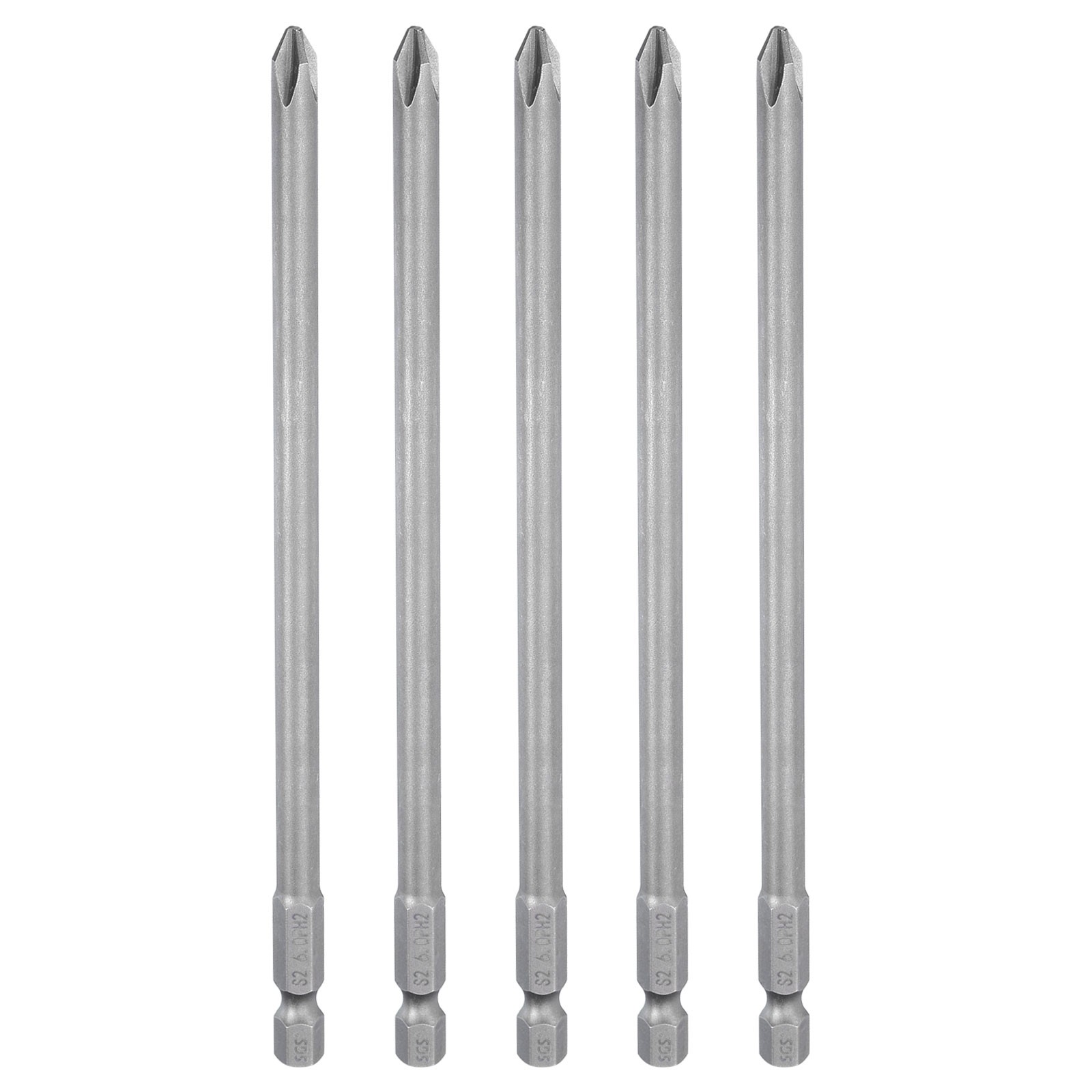 5pcs Magnetic Phillips Screwdriver Bit PH2 1/4" Hex Shank 150mm Long 6mm Rod