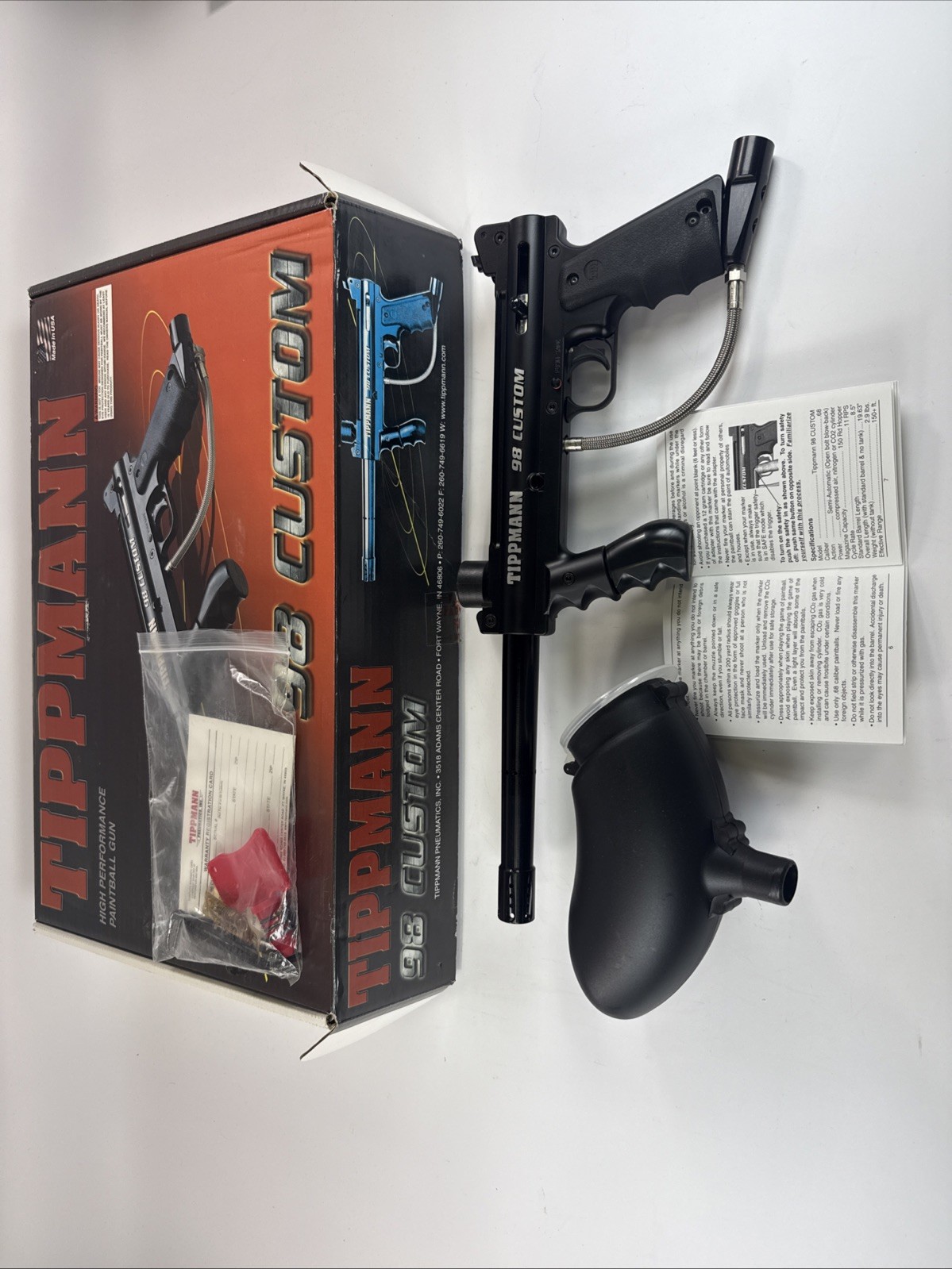 Tippmann 98 Custom .68 Paintball Gun With Box Excellent Condition