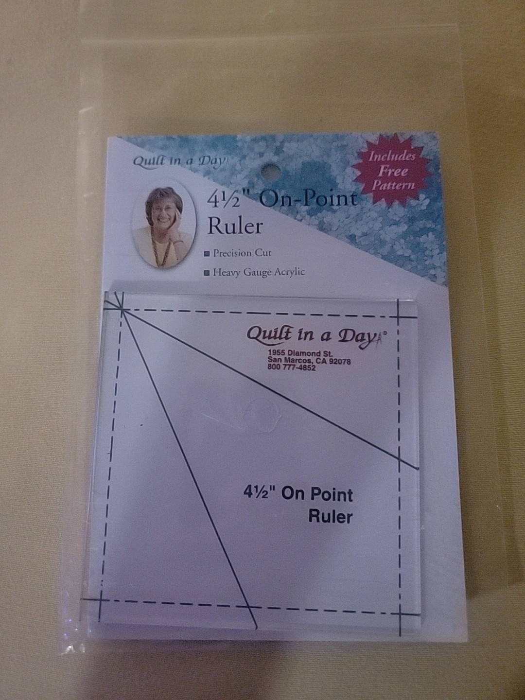Quilt in a Day 4 1/2" On-Point Ruler #2024 includes Free Pattern