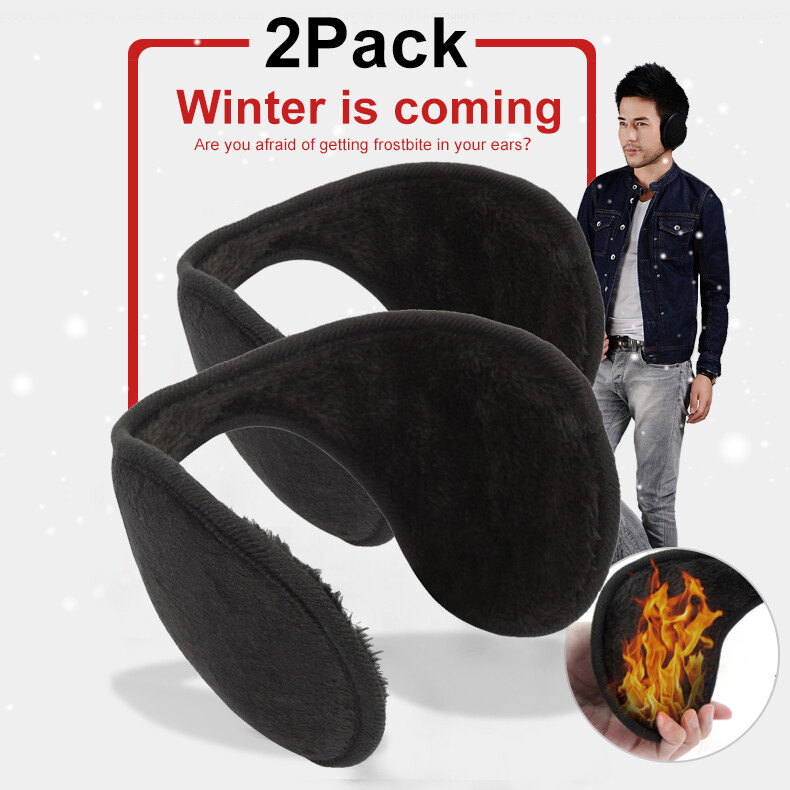 2 x Men Women Ear Muffs Winter Ear warmers Fleece Earwarmer Behind the Head Band