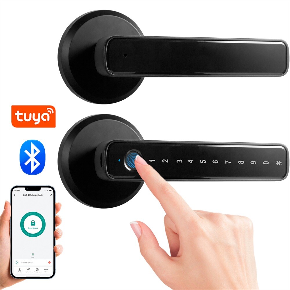 Smart Door Lock with Handle, Fingerprint Keyless Entry Electronic Digital Keypad