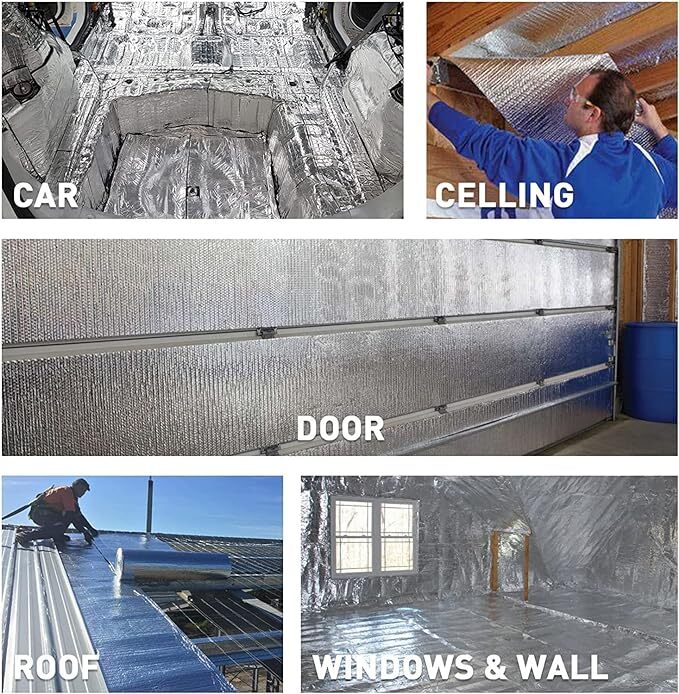 80"x40" Single Side Reflective Insulation Mat, Foam Core Radiant Barrier 197MIL