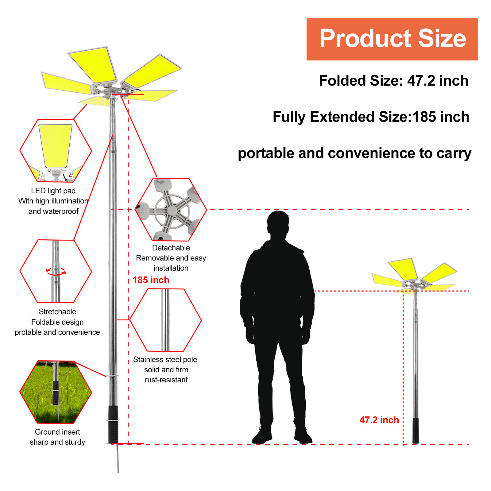 15000 Lumen Camping Light LED Work Light with Extendable Tripod with Remote