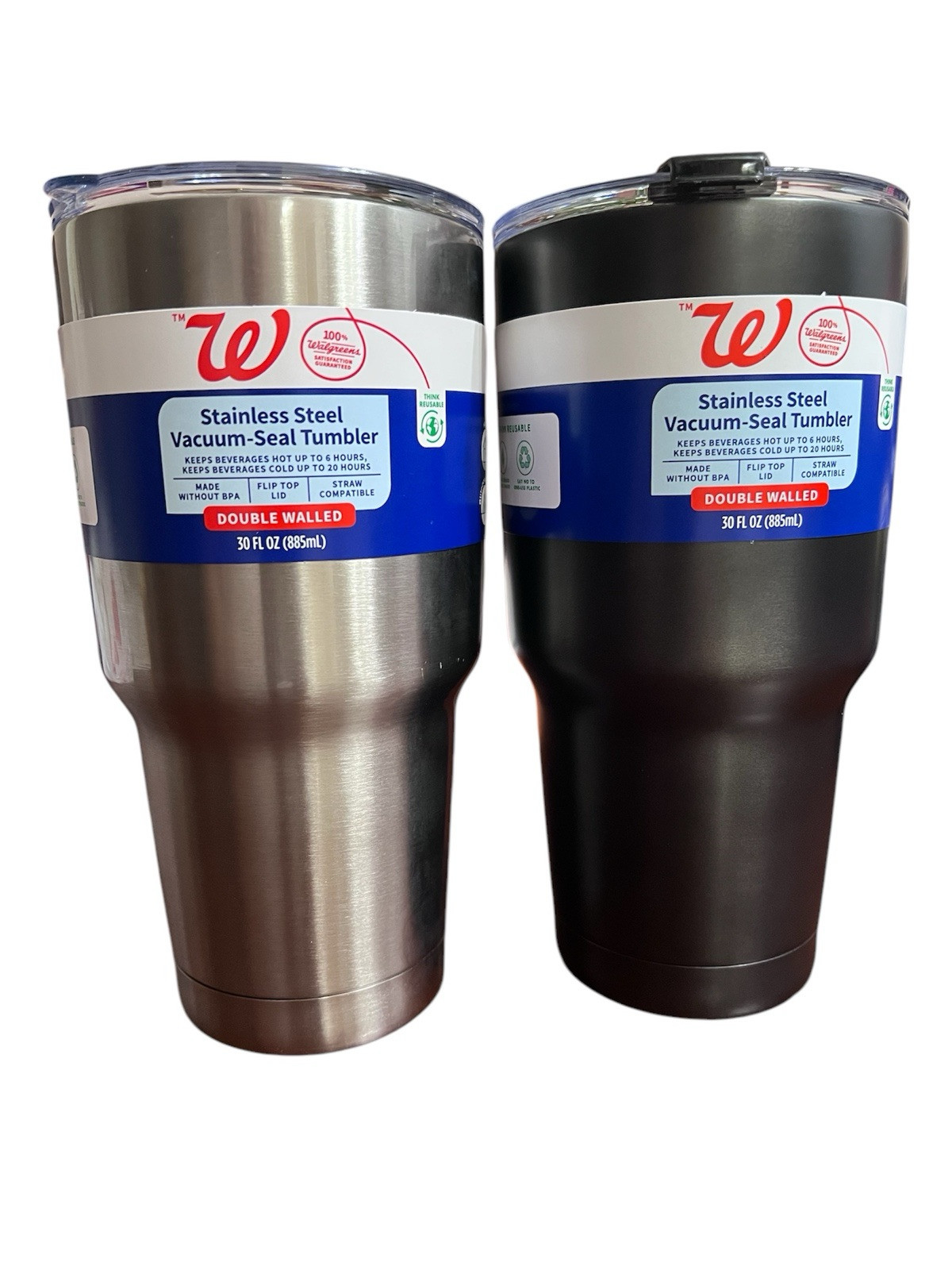 2x Stainless Steel Insulation Vacuum-Seal Tumbler Double Wall Travel Mug 30oz