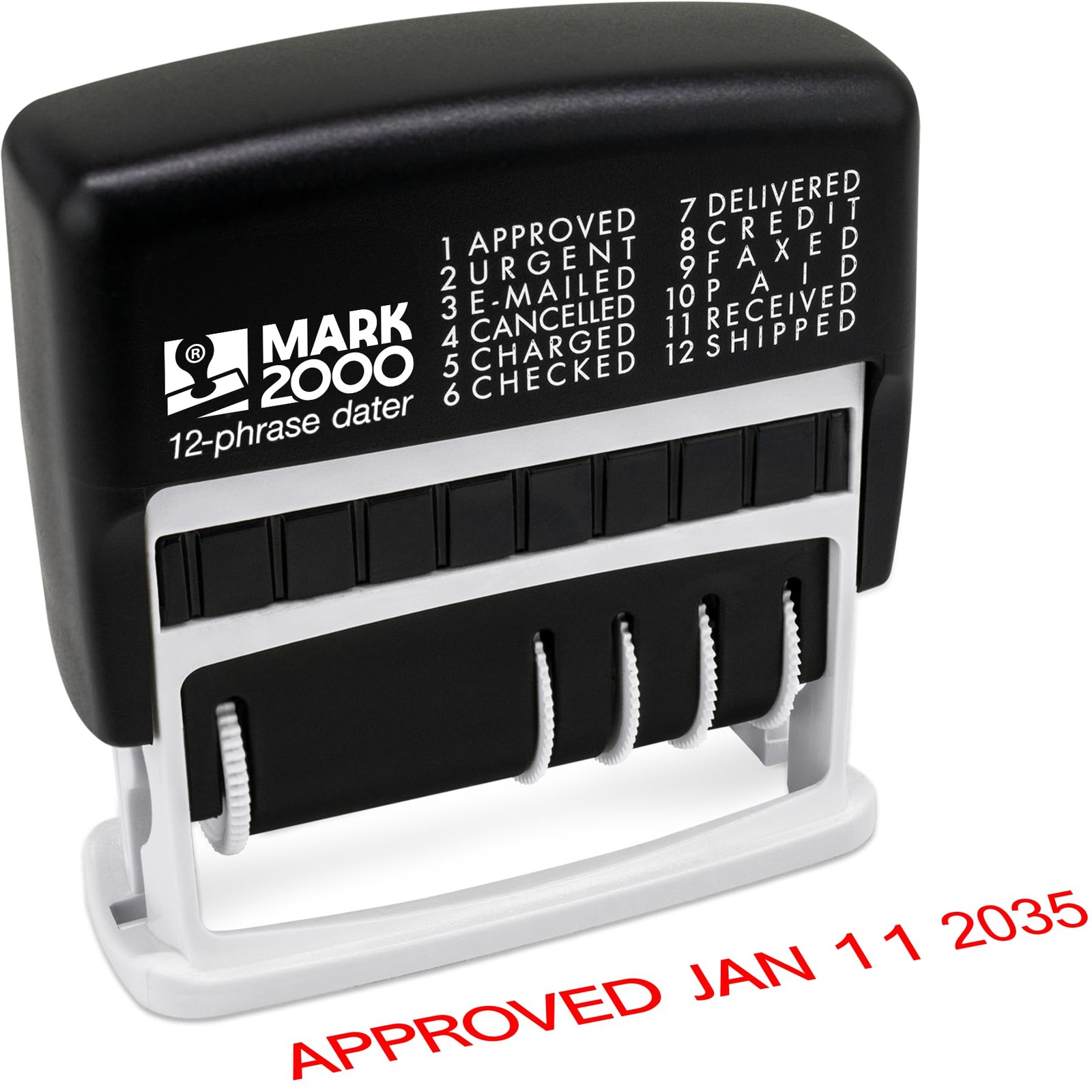12Phrase Dater Date And Phrase SelfInking Office Rubber Stamp Red Ink