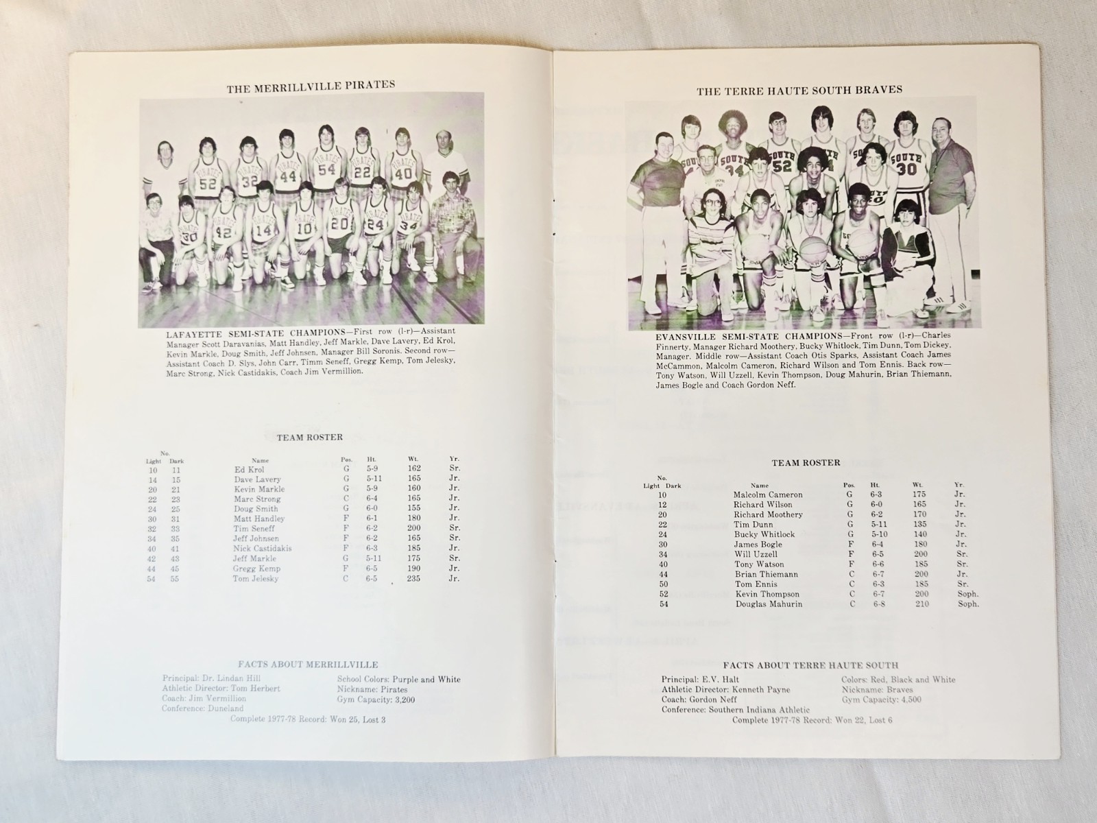 1978 IHSAA 68th Annual IN State Basketball Final Official Program- Nice!