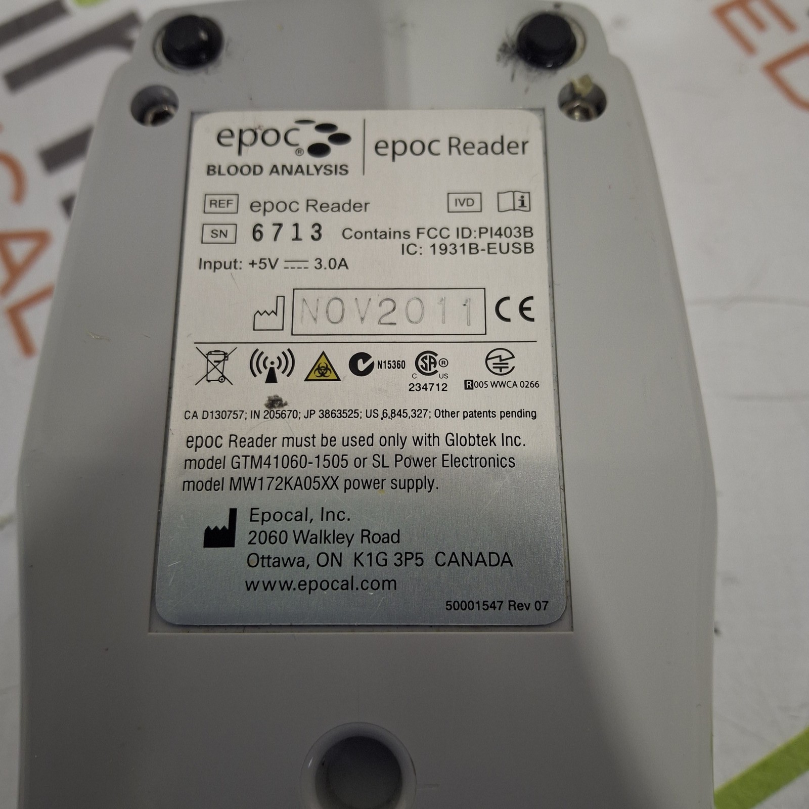 Epocal, Inc Epoc Reader Base