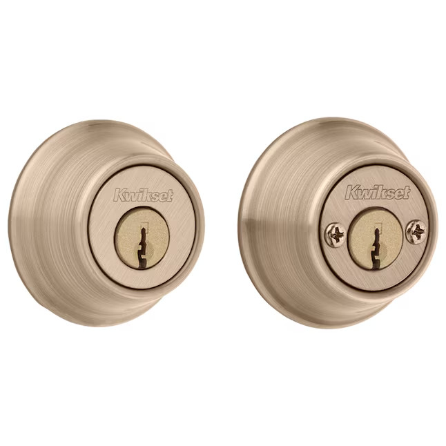 Kwikset 665 5CP Double Cylinder Deadbolt Lock Set, Antique Brass