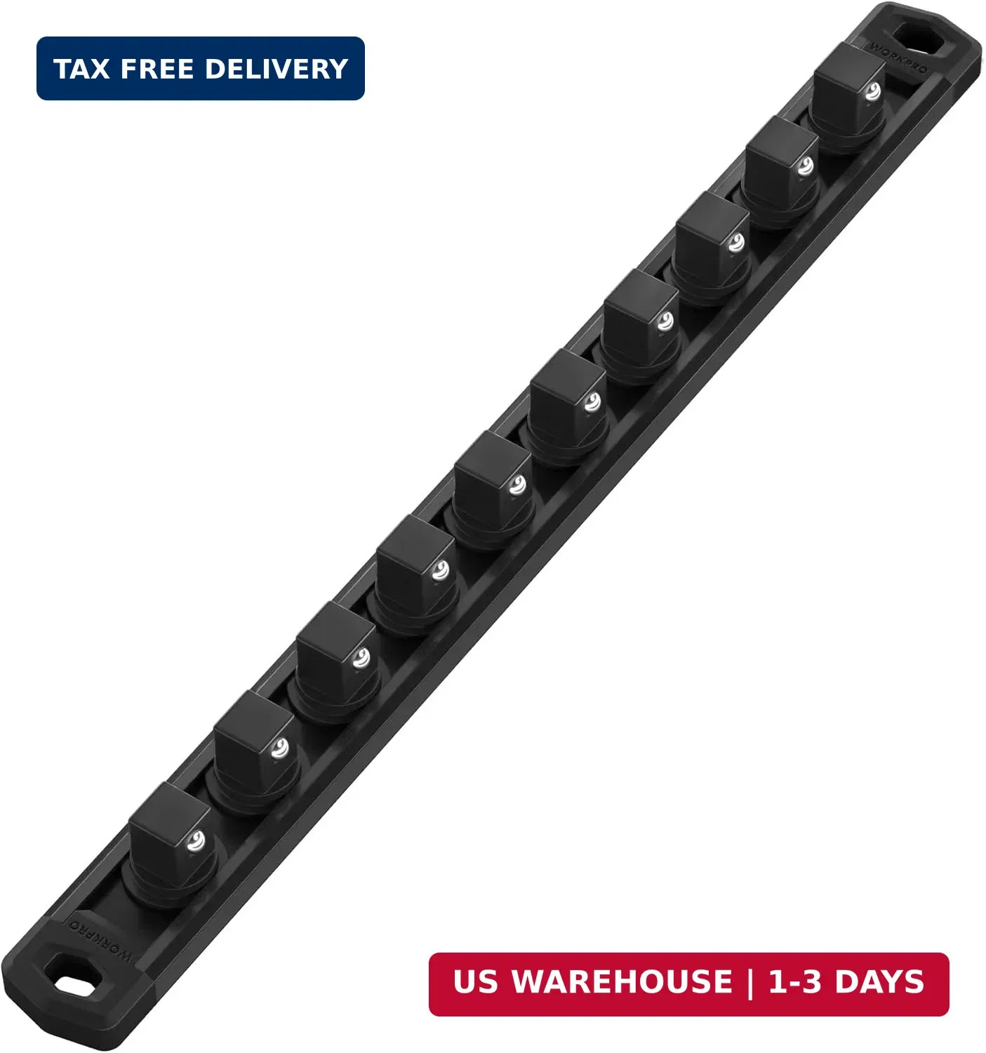 WORKPRO Magnetic Socket Organizer, Heavy Duty 1/2-Inch Drive Socket Rail | 1 Pie