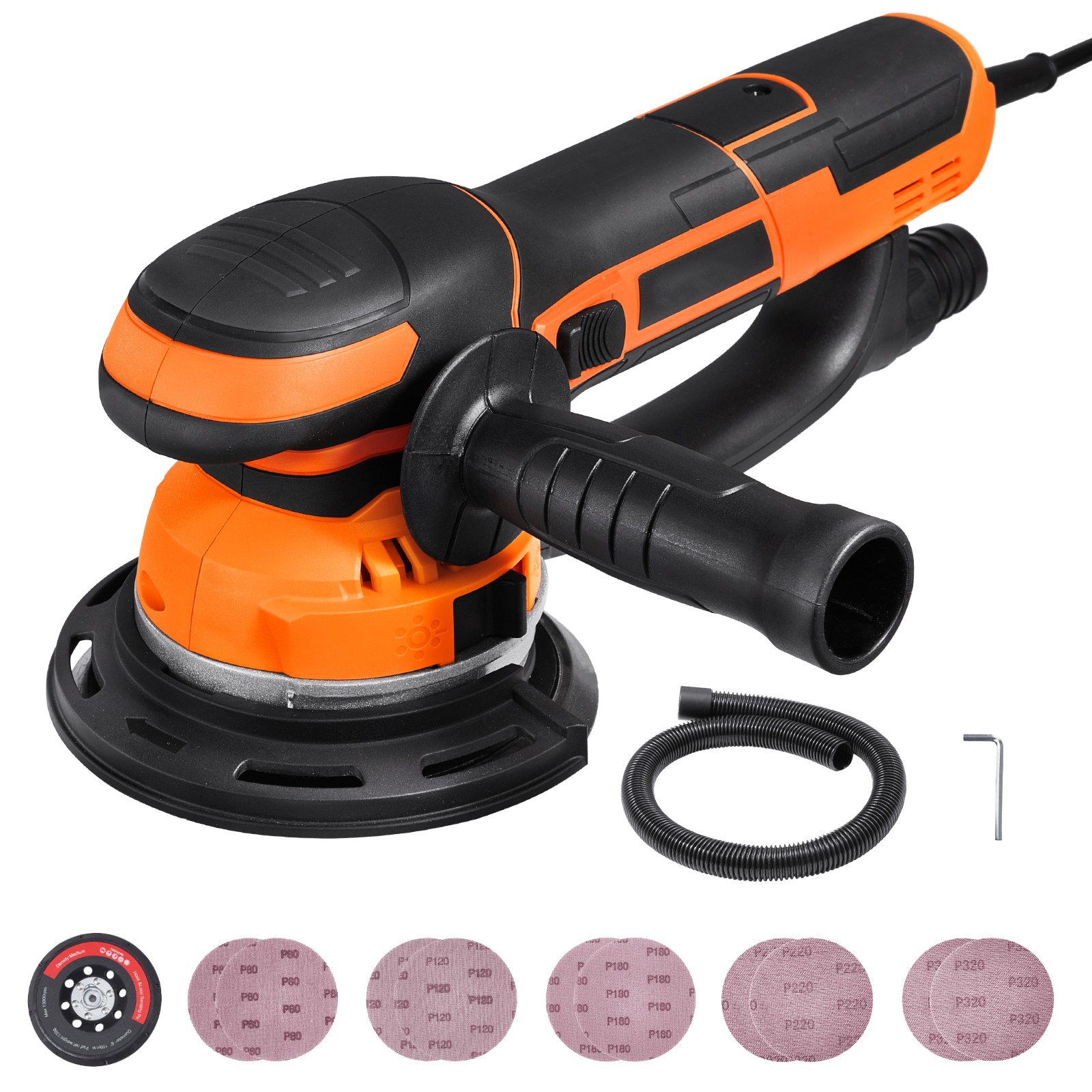 Uimoso 6'' Dual-Action Random Orbital Sander with 10 Sandpapers and 6 Speeds