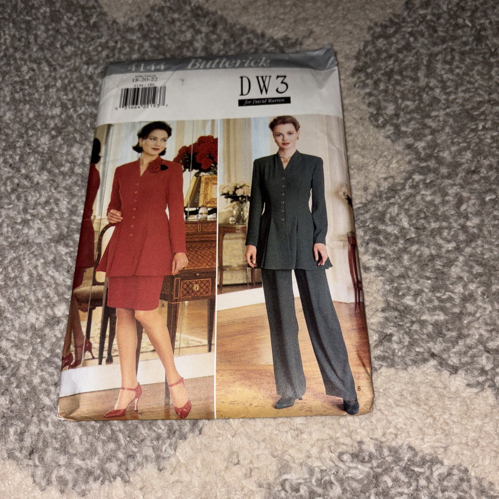 Unused Uncut Butterick Sewing Pattern 4144 Size 18-20-22 David Warren Suit