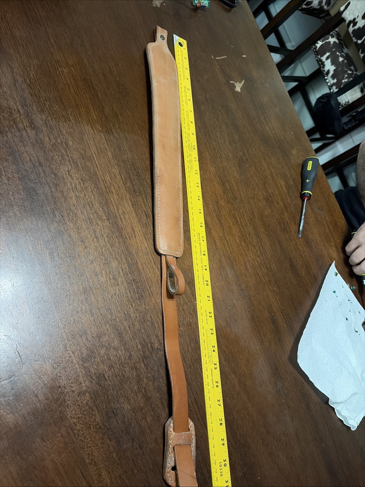 VINTAGE PATHFINDER SUEDE BACKED LEATHER RIFLE SLING BUCKLE SLING