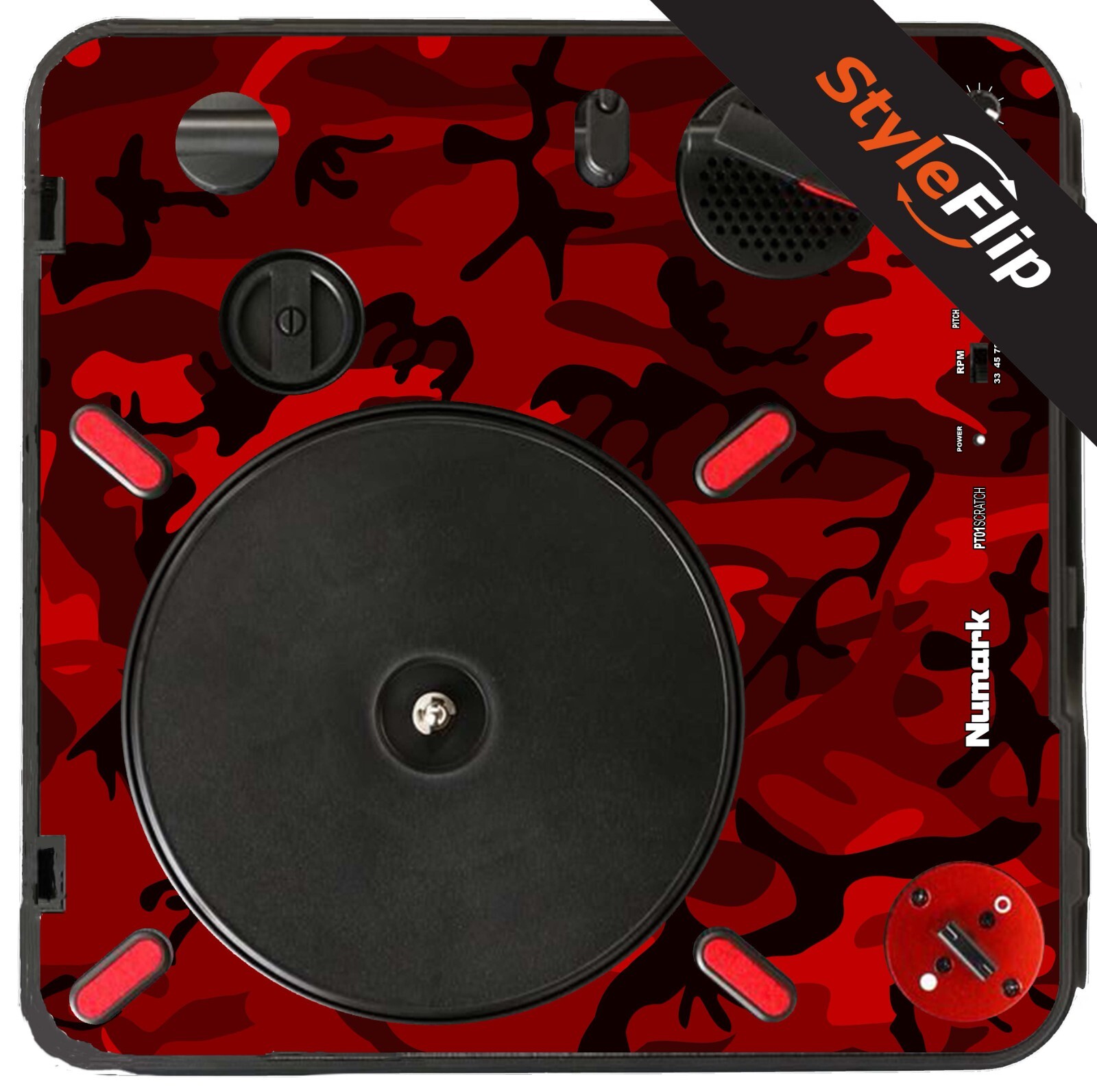 Numark PT 01 Scratch Skin | Color Red Camo | Protective Decal | StyleFlip Skins