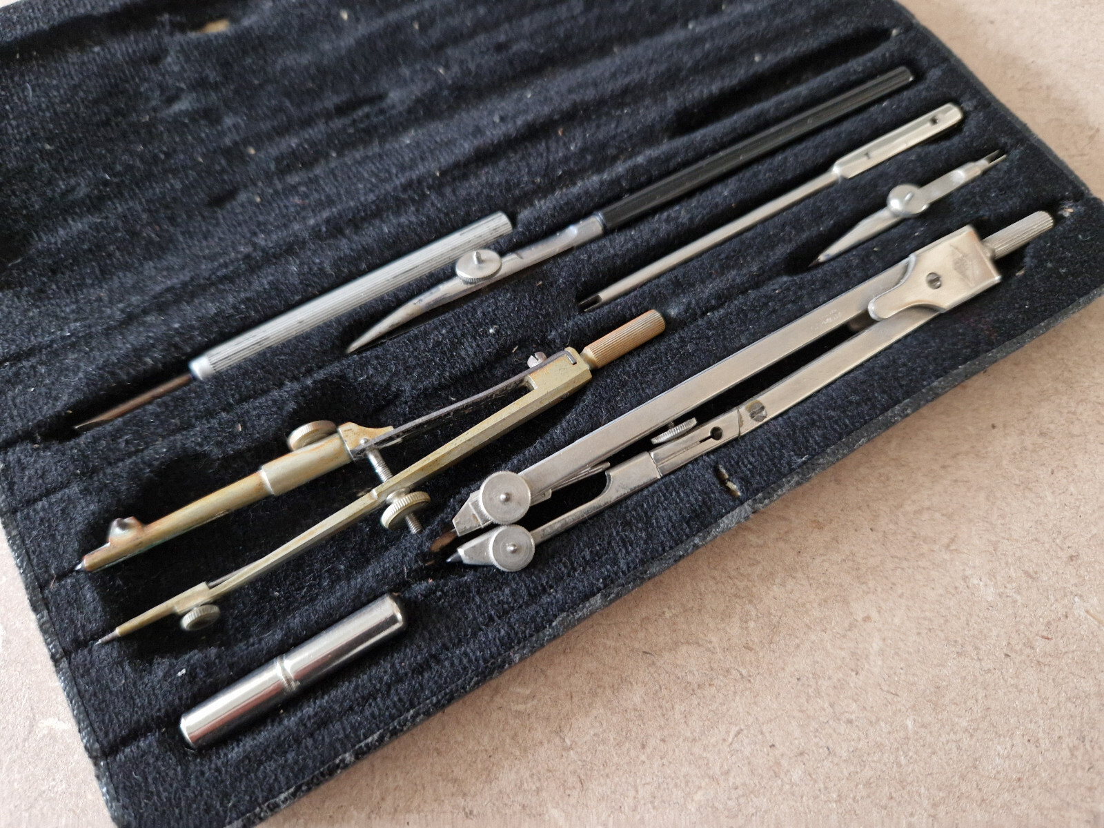 Vintage Architectural Technical Draughtsman Drawing Instrument Set in Case