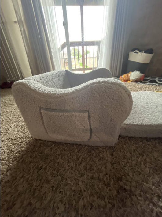 New Kids Extra Wide 2-in-1 Sherpa Chair – Soft Toddler Couch Fold-Out, Grey