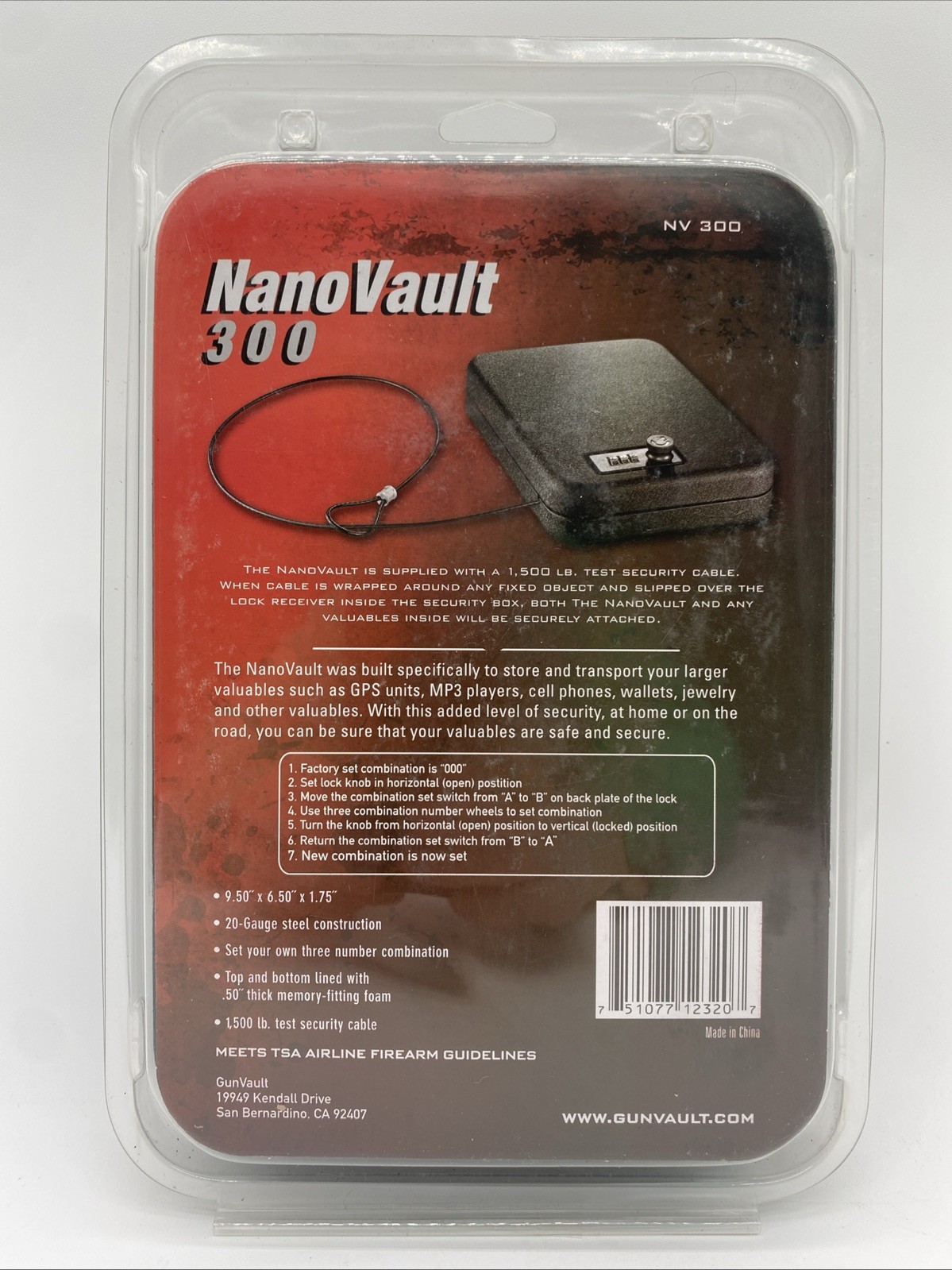 GunVault NanoVault 300 With Combination Lock System - Brand New In Packaging
