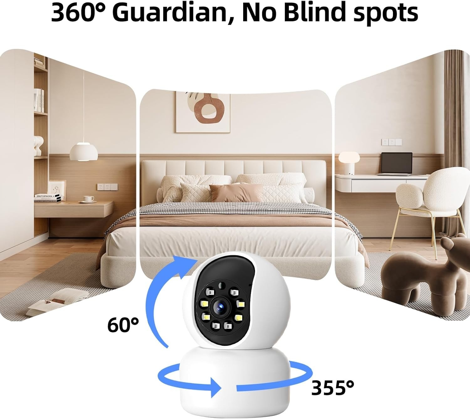 Hawkray 2K Indoor Security Camera - Motion Tracking, Two-Way Talk & Night Vision