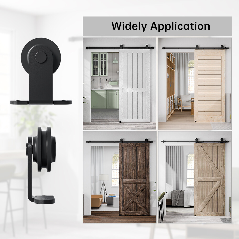 4FT-20FT Sliding Barn Door Hardware Kit Single/Double Door with Adjustable Guide