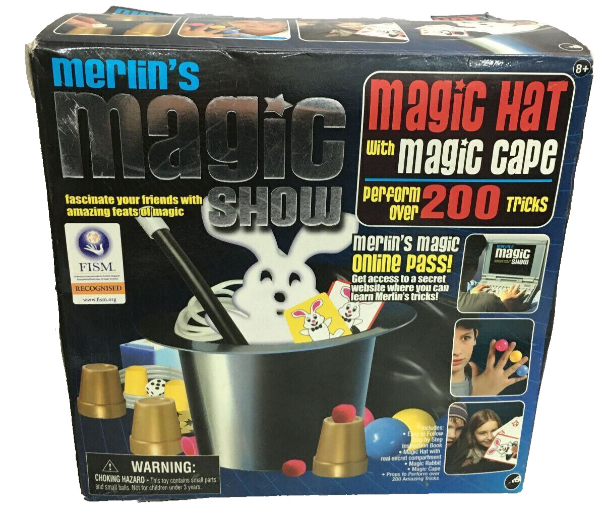 MERLIN'S MAGIC SHOW  Over 200 Tricks: Magic Hat w/ Cape, Wand
