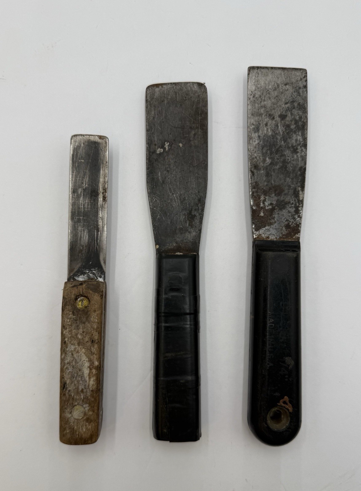 Vintage Putty Knife Scraper Lot of 3 USA Wood Handles Paint Tools