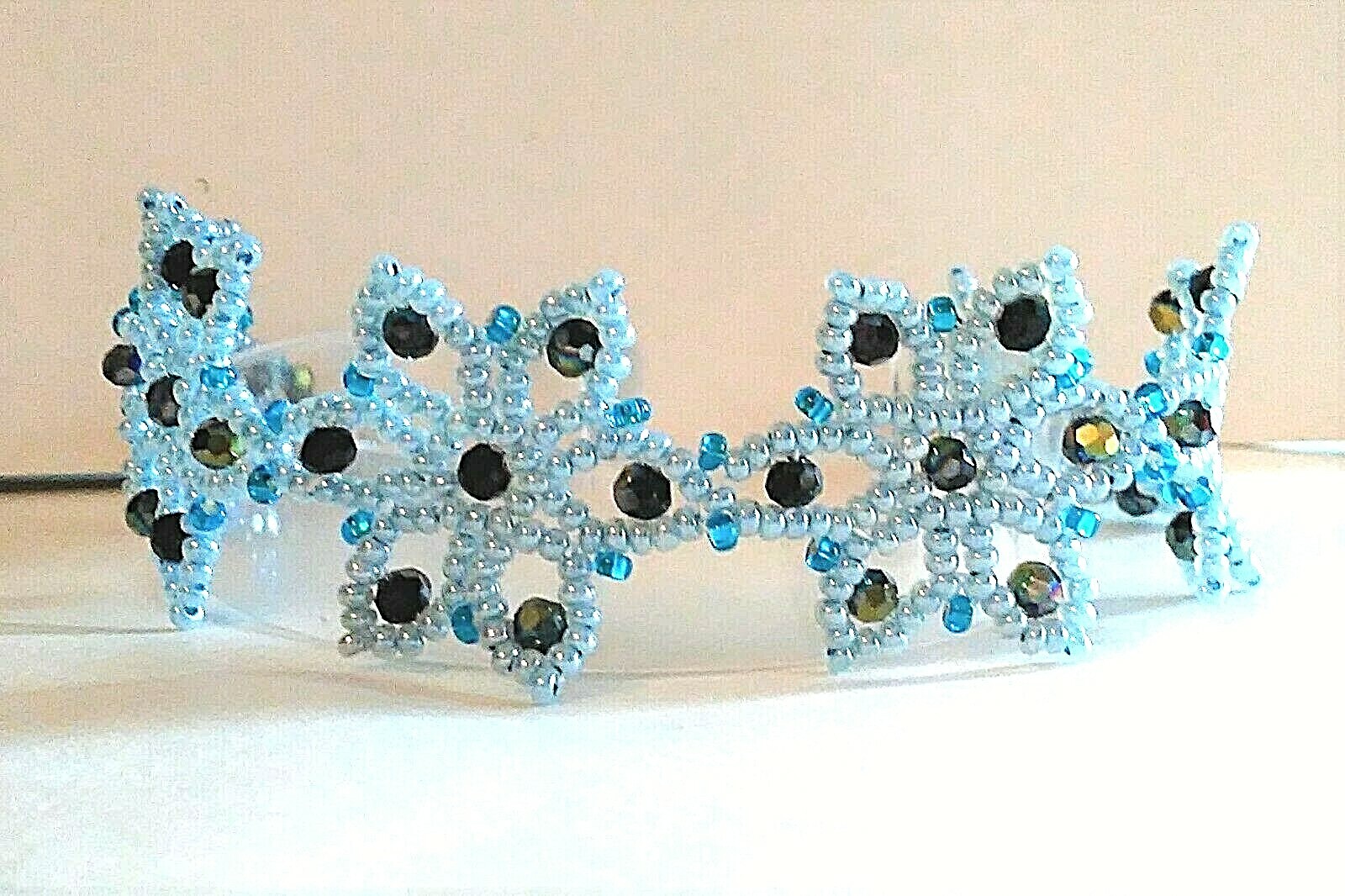 Handmade Blue Flowers Magnetic Bracelet