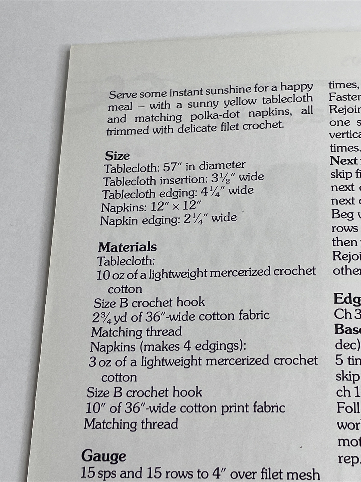 Marshall Cavendish Tablecloth With Lace Trim Crochet Pattern