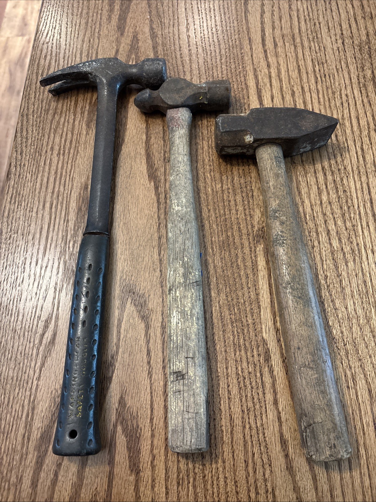 Vintage USA Hammers 3 Pc Lot Estwing Claw Ball Peen Blacksmith Rustic Tool Set