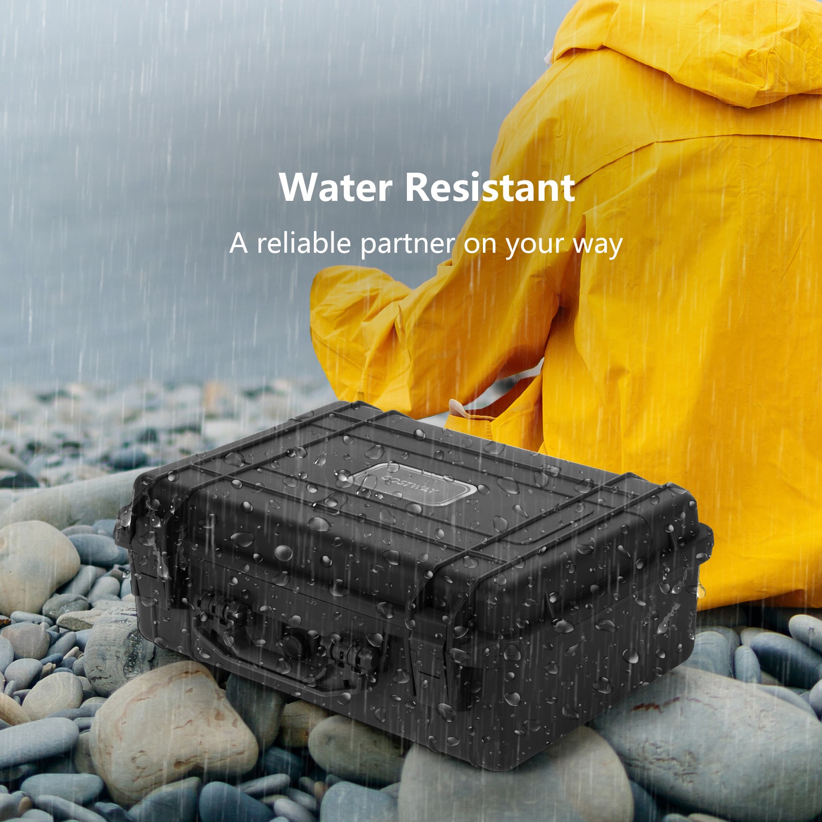18.5-Inch Multi-Purpose Hard Case Camera Box W/Customizable Foam IP66 Waterproof