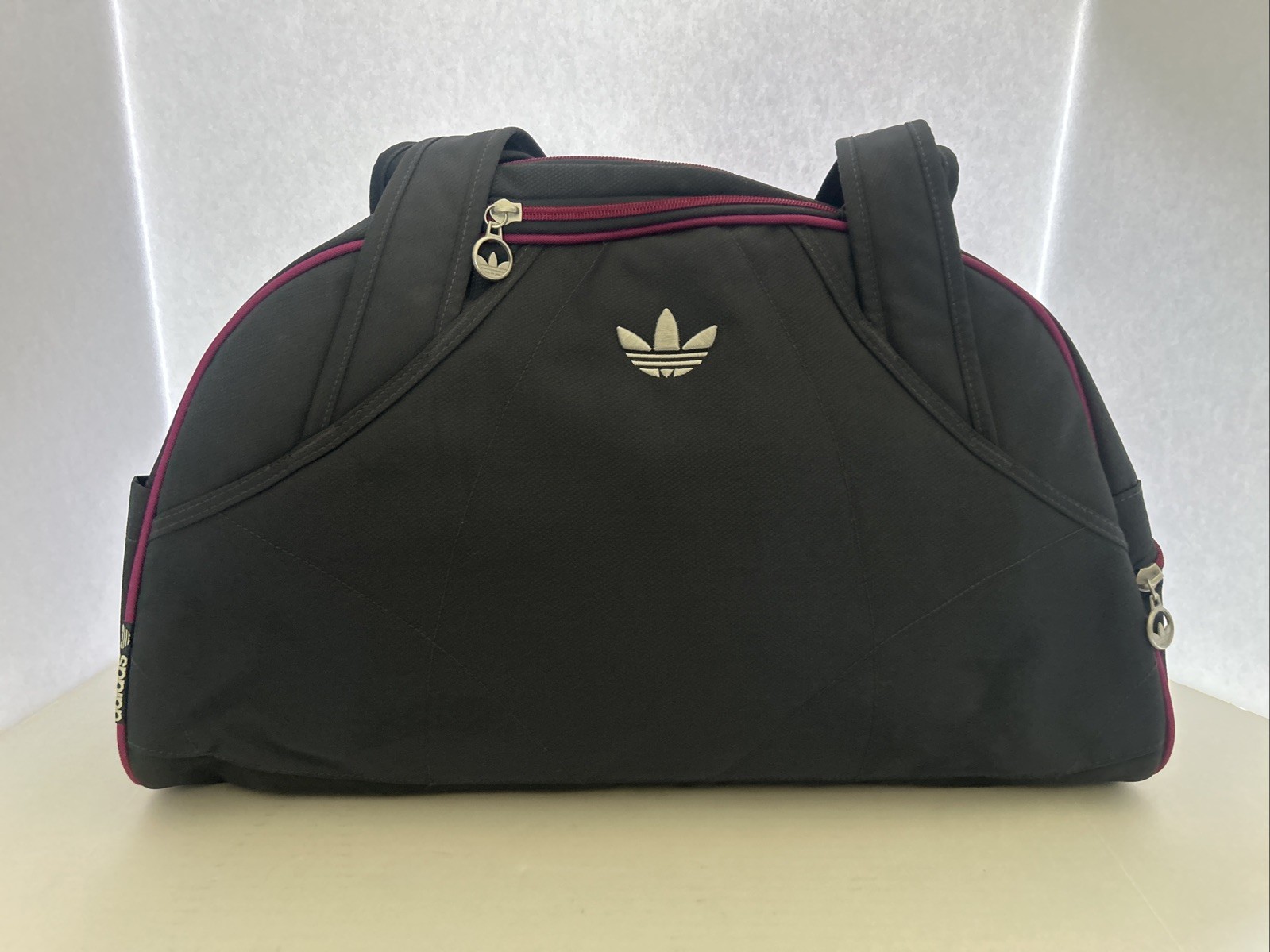 Vtg Adidas Crossbody Gym Tote Training Bag Gray Purple Polyester Handles