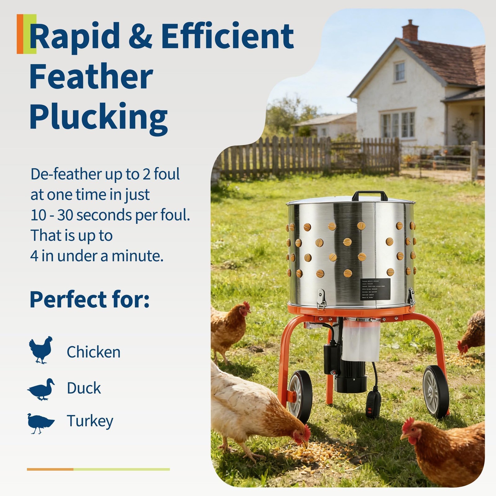 20in Stainless Steel Chicken Plucker Machine Farm Poultry Processing Equipment