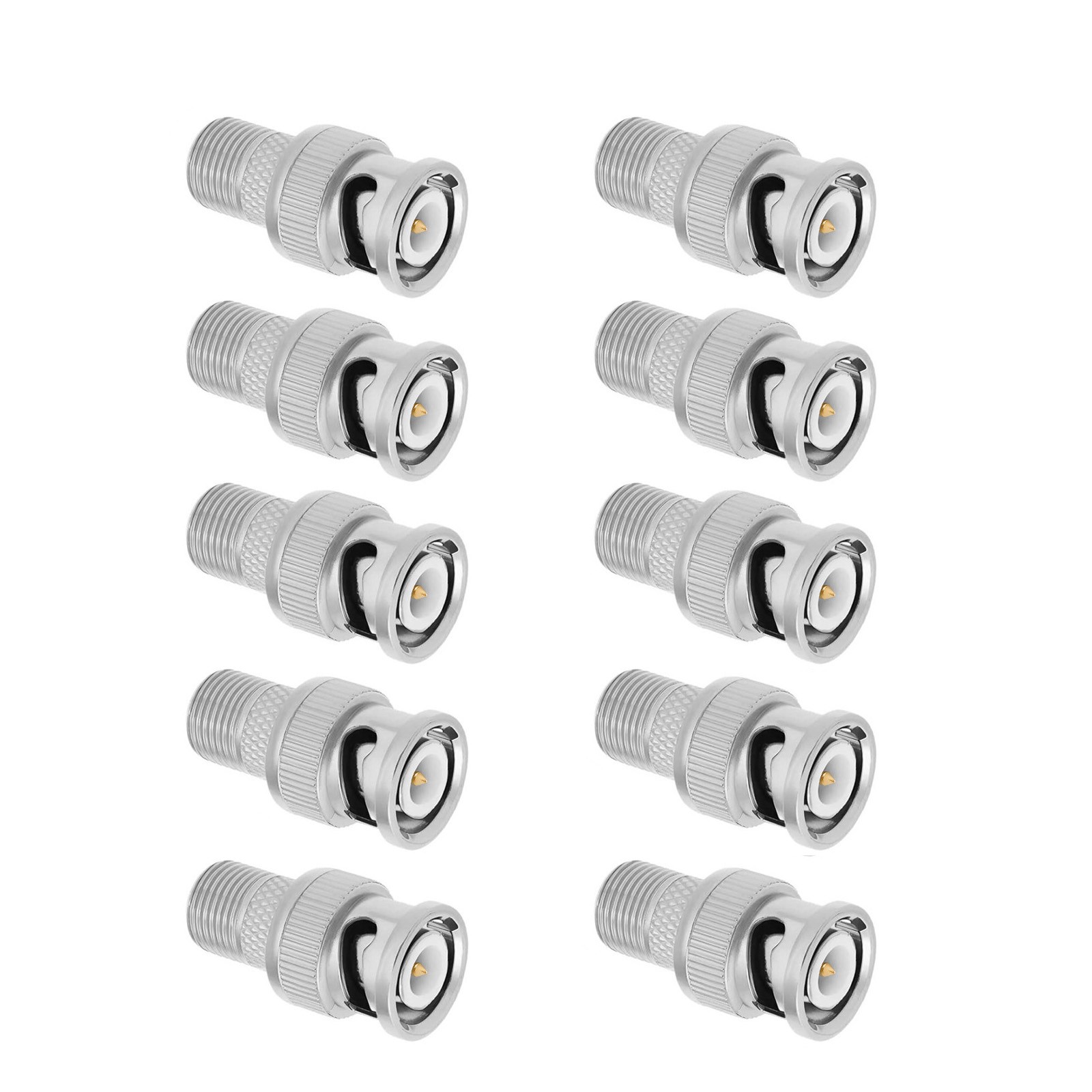 10PCS Replacement BNC Male to F Female Coaxial Adapter for Security CCTV DVR