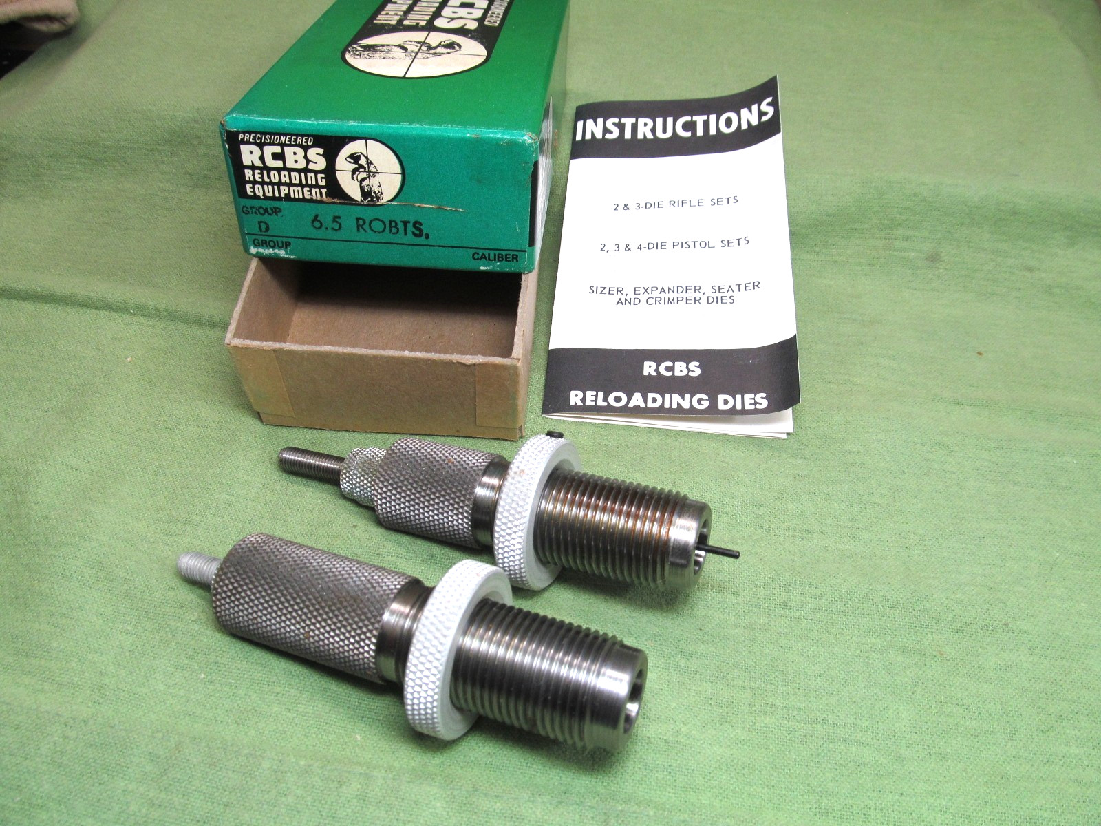 Vtg. RCBS 2 Die Set for 6.5 Roberts Wildcat Cartridge -Excellent Dies & Orig Box